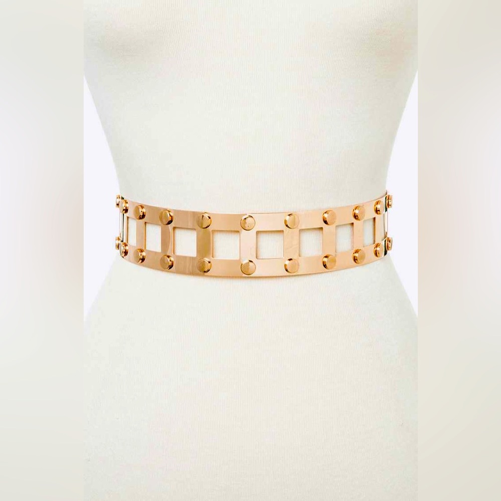 Gold Chunky Metal Chain Adjustable Waist Statement Belt